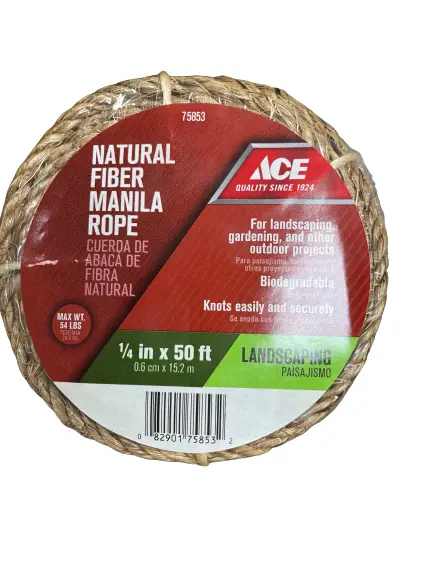 1/4" X 50' Natural Manila Landscaping Rope – Biodegradable & Durable 1