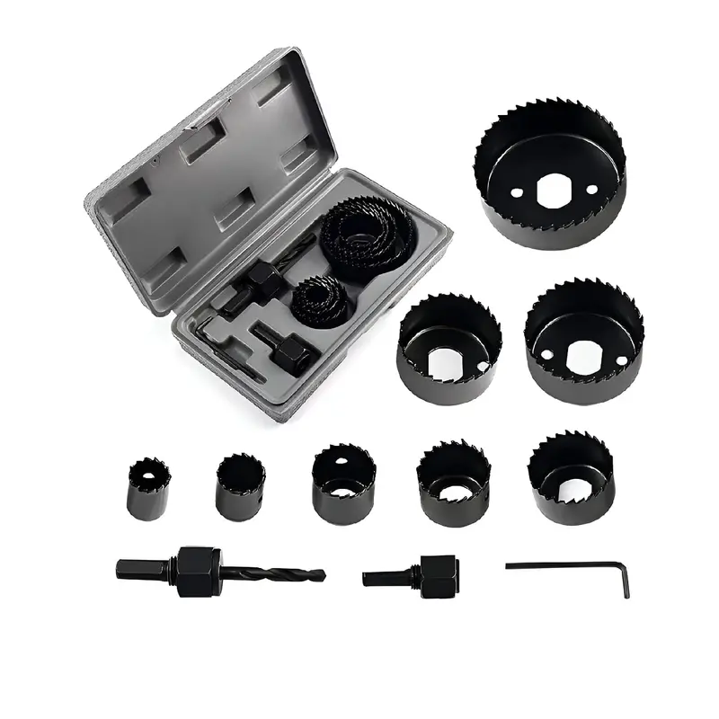 11-Piece Hole Saw Kit – Carbon Steel Cutters, 19–64Mm Diameter, Universal Arbor Included 1