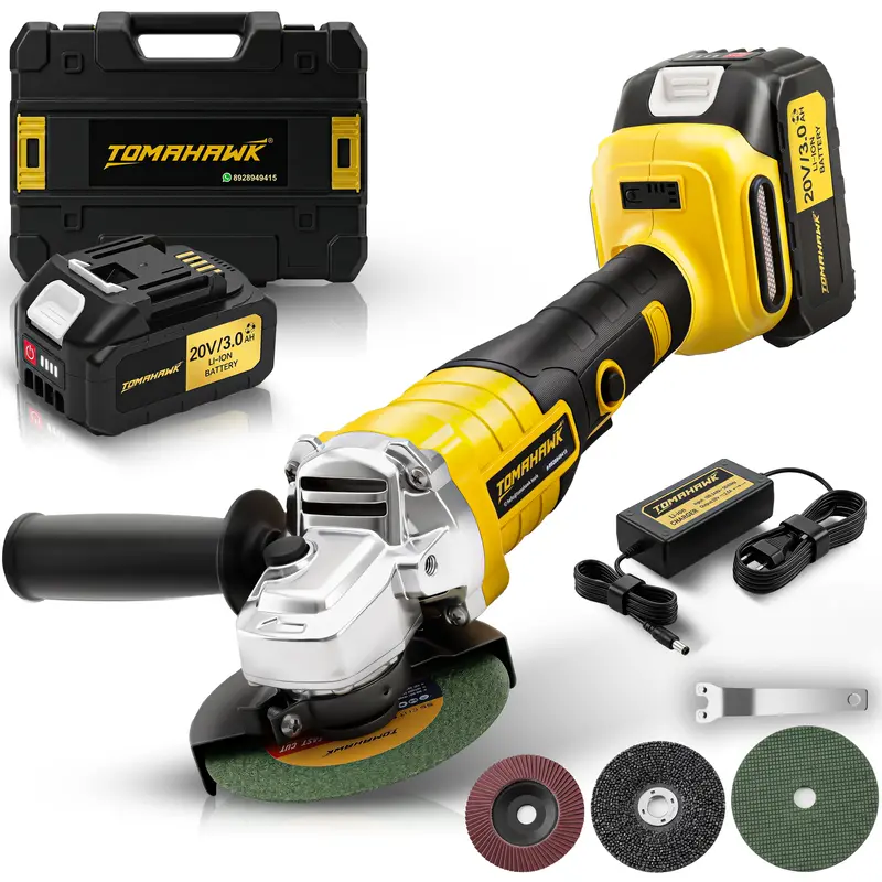 115Mm Cordless Angle Grinder – 8500 Rpm, Variable Speed, 3.0Ah Li-Ion Battery 1