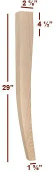 3-Inch Cabriole Dining Table Leg With Scroll Detail 1