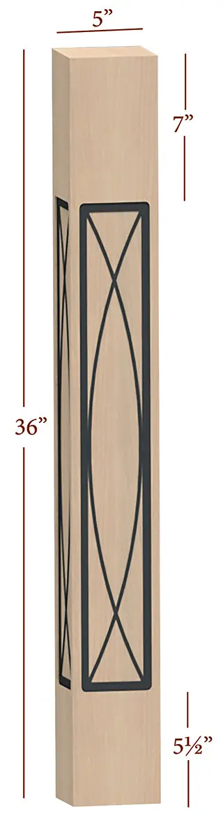 36-Inch Fast-Snap Skyline Island Post With Eden Design Inlay (5" Square) 1