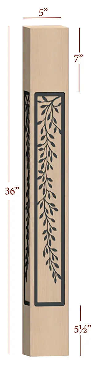 36-Inch Fast-Snap Skyline Island Post With Laurel Metal Inlay (5" Square) 1