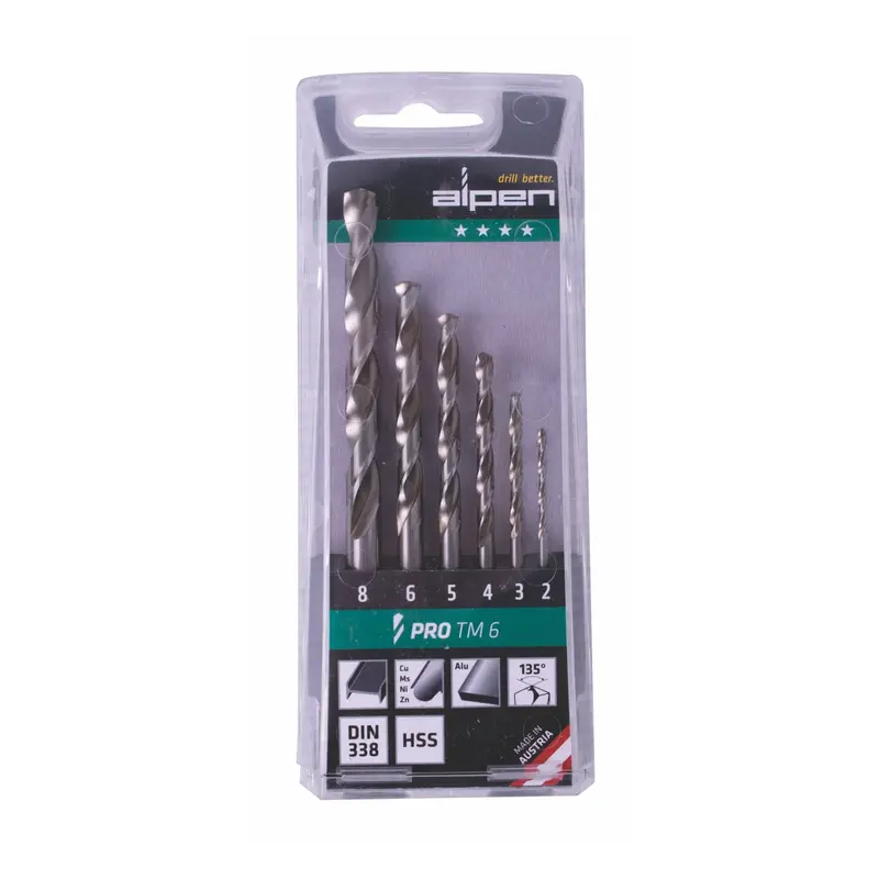 Alpen Hss Sprint Drill Bit Set – 6-Piece Range (2–8Mm), Precision Ground For Metal & Wood 1