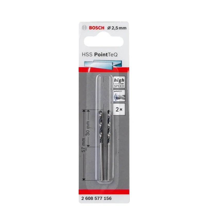 Bosch Hss Pointteq Drill Bit Set – 2.5 Mm Diameter, 2-Piece Pack 1