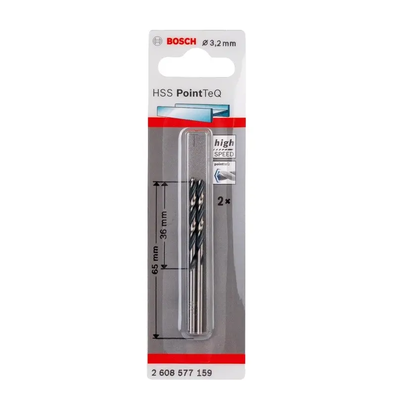 Bosch Hss Pointteq Drill Bit Set – 3.2 Mm Diameter, 2-Piece Pack 1