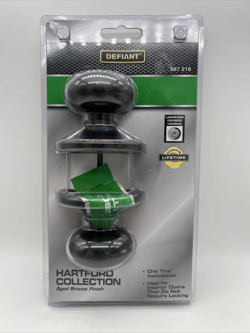 Defiant Hartford Collection Hall/Closet Door Knobs – Aged Bronze Finish, Packaged Set (Damaged Box) 1