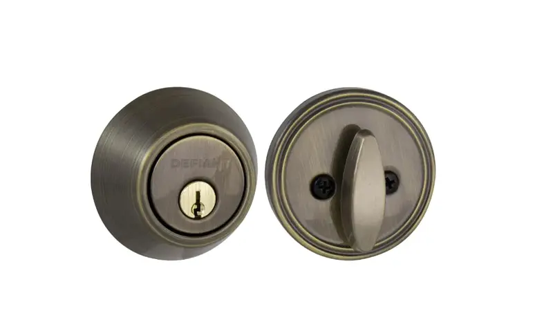 Defiant Single-Cylinder Deadbolt – Antique Brass Finish, Grade 3 Security Lockset 1