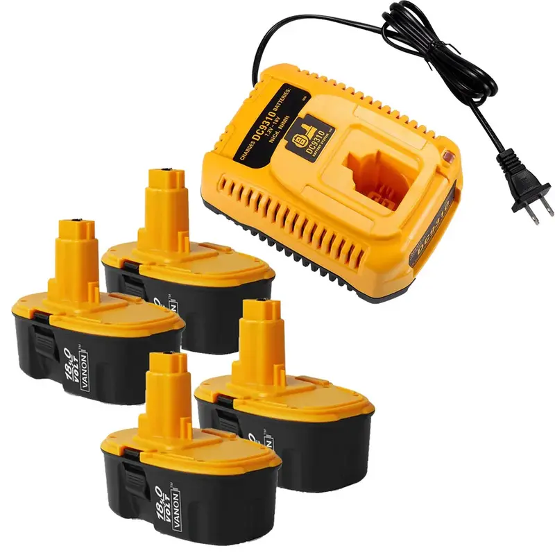 Dewalt Dc9096 18V 4.8Ah Ni-Mh Battery Replacement With Dc9310 Charger – 4-Pack (Clearance) 1