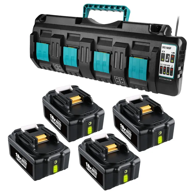 Makita 18V 5.0Ah Bl1850B Replacement Batteries + 4-Port Dc18Sf Charger (4-Pack) – Clearance 1