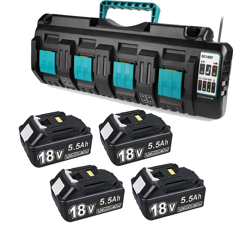 Makita 18V 5.5Ah Bl1850 Replacement Batteries + 4-Port Dc18Sf Charger (4-Pack) 1