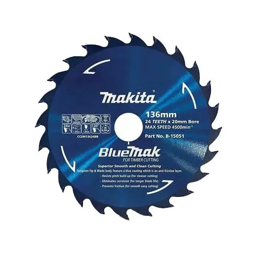 Makita Bluemak Tct Circular Saw Blade – 136 Mm, 24-Tooth, 20/10 Mm Arbor 1