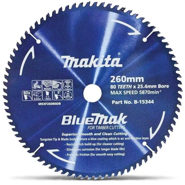 Makita Bluemak Tct Saw Blade – 260 Mm Ø × 80 Tooth, 25.4 Mm Arbor 1