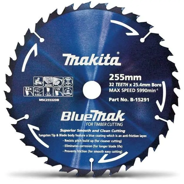 Makita Bluemak Tungsten Carbide-Tipped Circular Saw Blade – 255 Mm, 32T 1