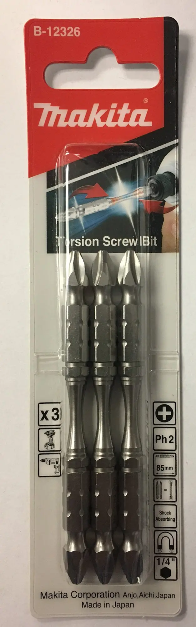 Makita Dual-Ended Ph2 Torque Screwdriver Bit – 85 Mm, 3-Pack 1