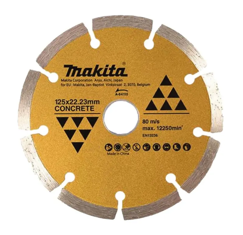 Makita Standard Diamond Cutting Disc – 125 Mm, Segmented Rim, 22.23 Mm Arbor 1