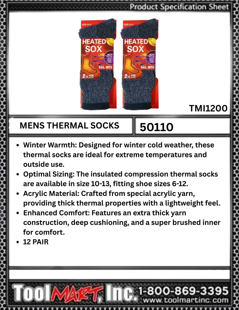 Men’S Thermal Crew Socks – Insulated Winter Work Socks, Pack Of 6 (Model 50110) 1