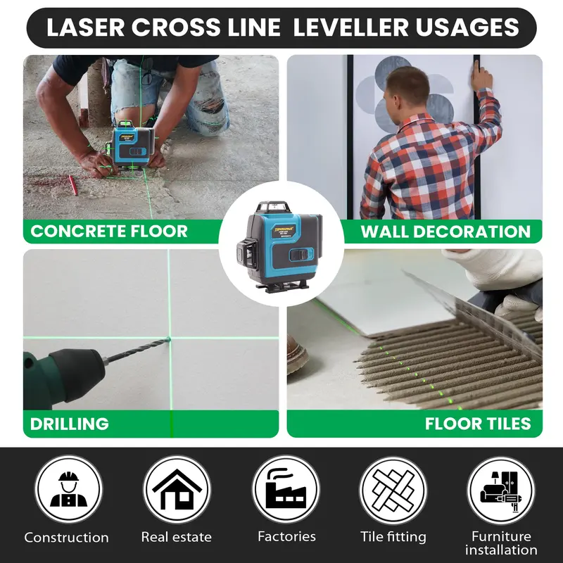 Mll-1600 4D Green Laser Level — 16-Line Self-Leveling With 4×360° Rotary Beams 1