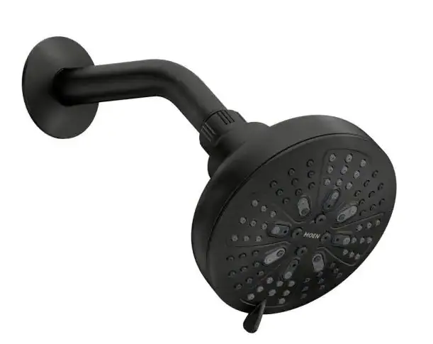 Moen Hydroenergetix Matte Black Fixed Shower Head – 8 Spray Patterns, 1.75 Gpm Flow Rate 1