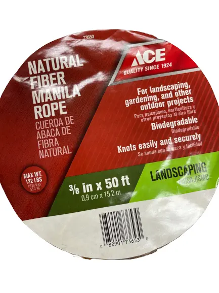 Natural Fiber Manila Landscaping Rope – 3/8-Inch Diameter, 50-Foot Length 1