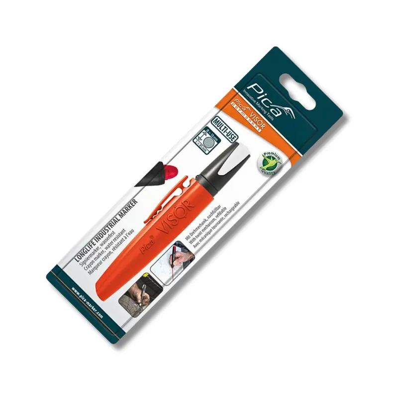 Pica Permanent White Marker – Visor-Style, Blister Packaged 1