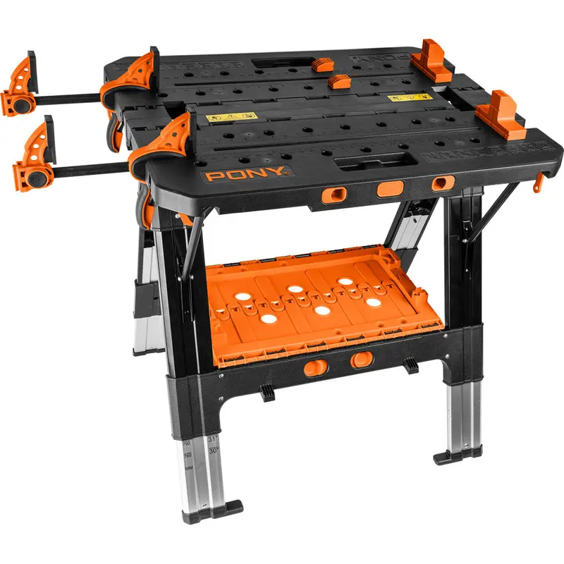 Pony E-Z Clamp™ Heavy-Duty Folding Work Table With 4 Bench Dogs And 2 Clamps 1