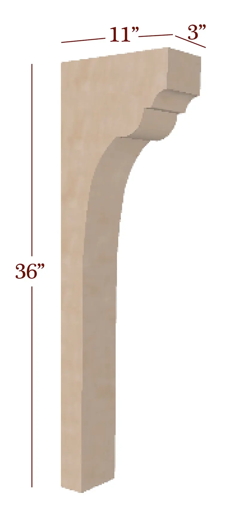 Providence Low-Profile Island Corbel – Refined 3" Trim-To-Height Hood Or Cabinet Bracket 1