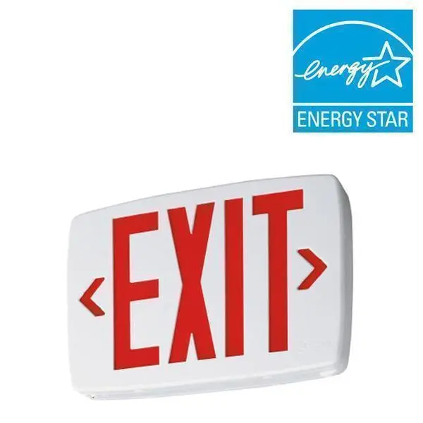 Quantum Thermoplastic Led Emergency Exit Sign – Red Stencil Lettering, Damaged Housing 1