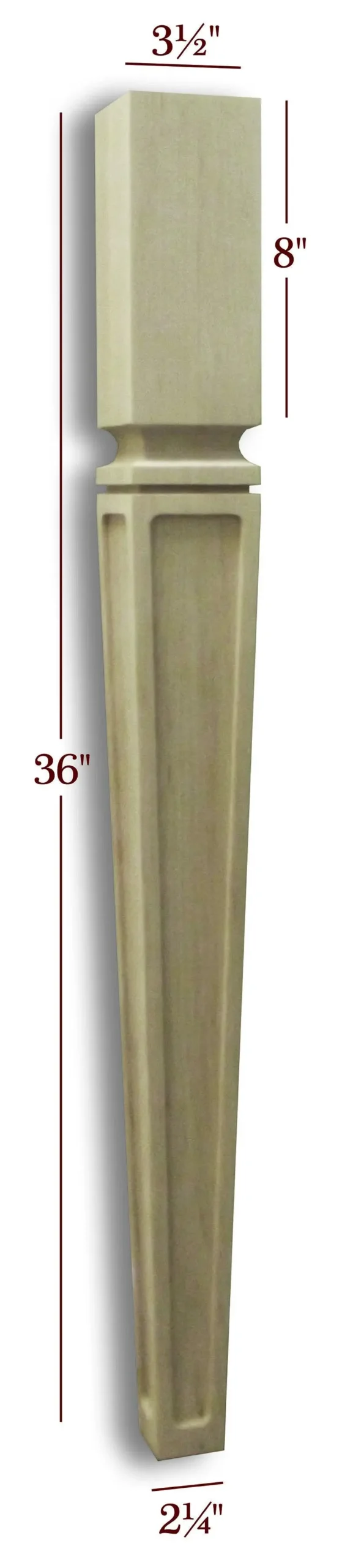 Recessed Full-View Tapered Mission-Style Island Leg 1