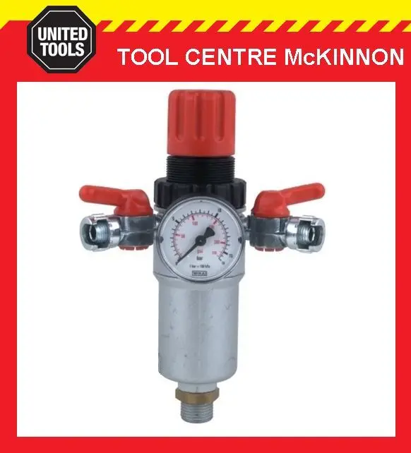 Tank-Mount Air Compressor Filter Regulator – Dual 3/8" Bsp Outlets, Italian Engineering 1