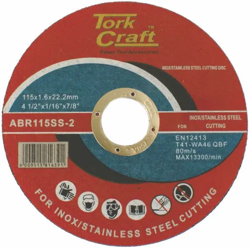 Tork Craft 115Mm Stainless Steel-Specific Cutting Disc – 1.6Mm Thickness, 22.22Mm Arbor 1
