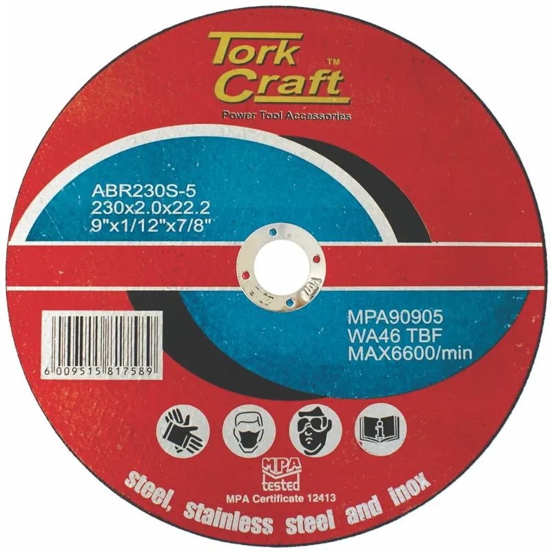 Tork Craft 230Mm General-Purpose Cutting Disc For Steel & Stainless Steel – 2.0Mm Thickness, 22.2Mm Arbor 1