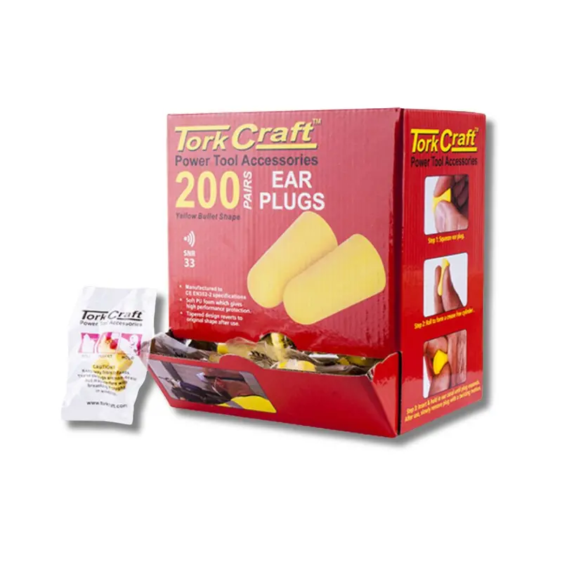 Tork Craft Yellow Bullet-Style Ear Plugs – 200-Count Box 1