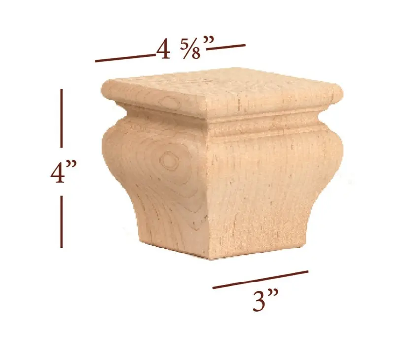 Wide Transitional Square Bun Foot For Furniture And Cabinetry 1