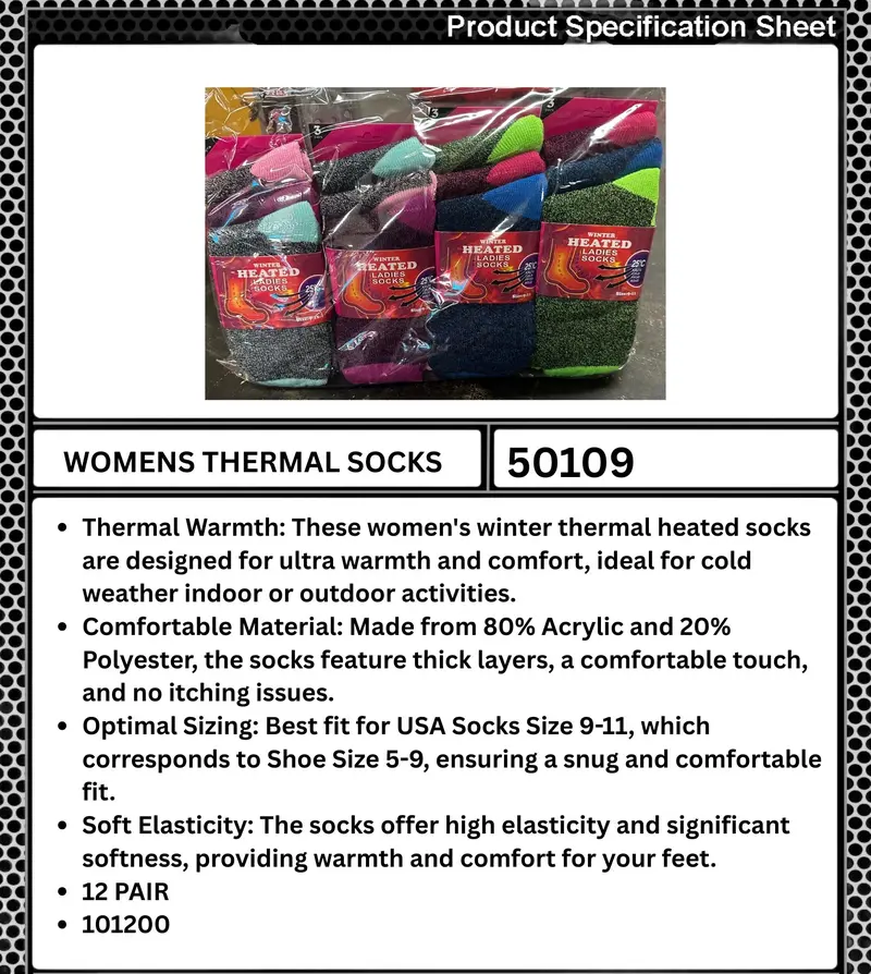 Women’S Thermal Crew Socks – Warm, Moisture-Wicking Winter Socks, Pack Of 6 (Model 50109) 1