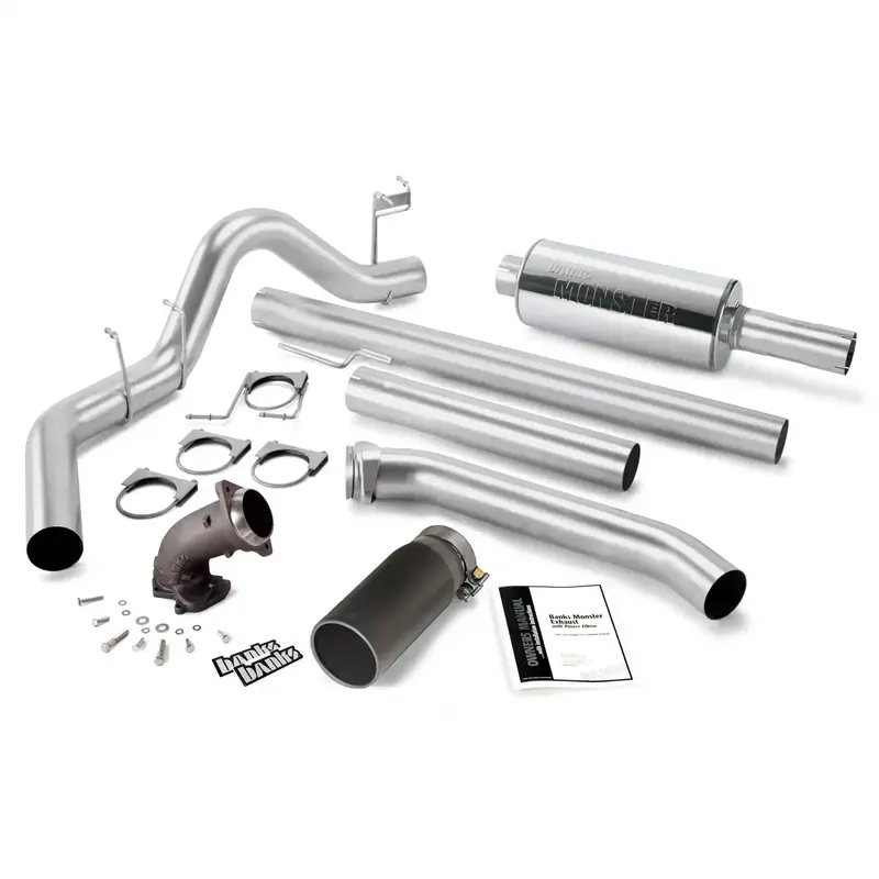 Banks Power 48638-B Monster Exhaust System – 4-Inch Single Exit With Cerakote Black Tip 1